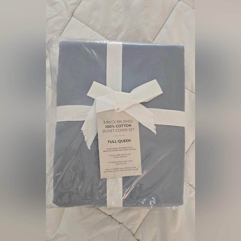 F/Q Blue Brushed Cotton Duvet Cover Set